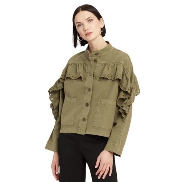 The Great Eyelet Army Utility Full Button Jacket Coat Size 2 - Picture 1 of 14